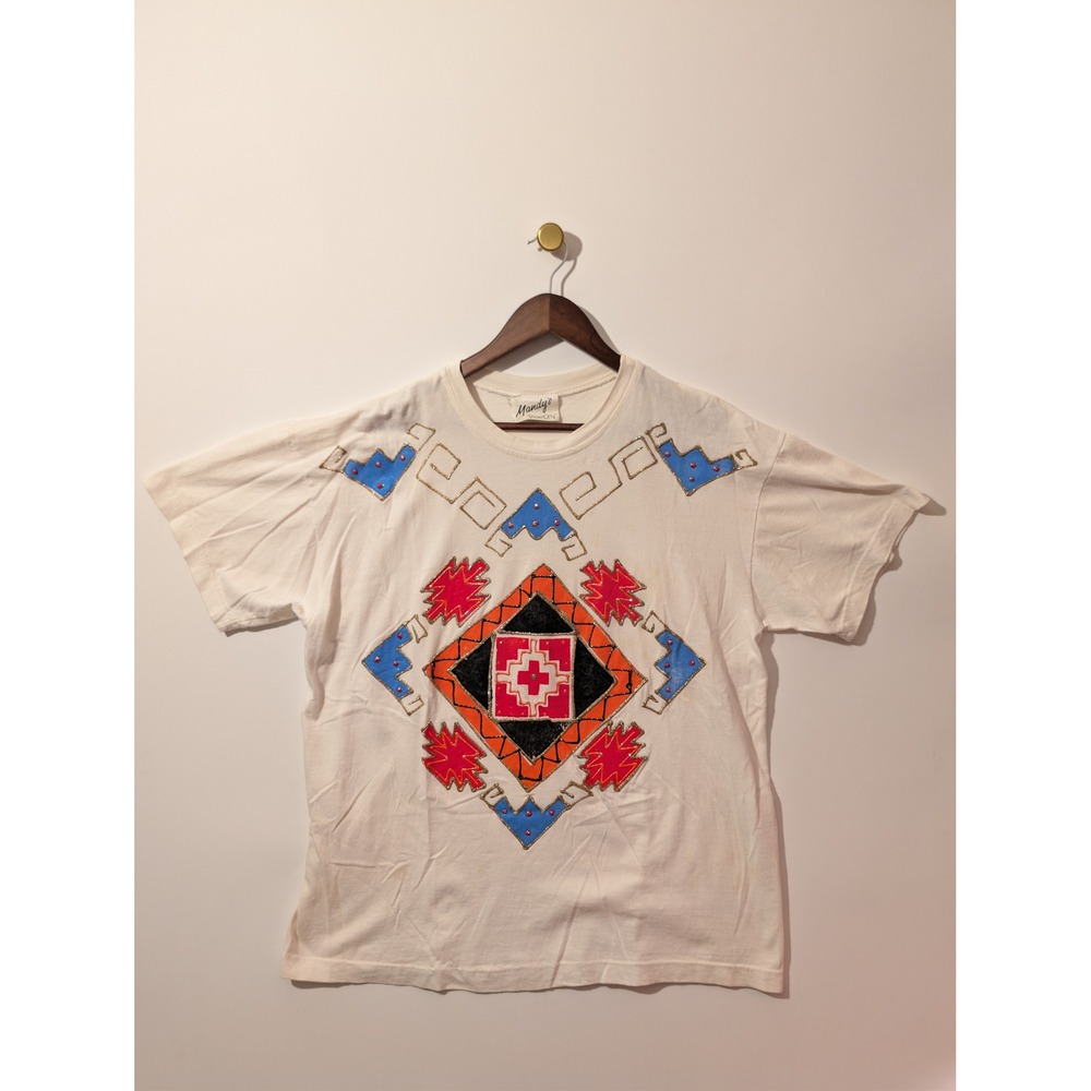 Mandy's Show-Offs T-Shirt Womens OS White Good Painted Southwestern Vintage 90s